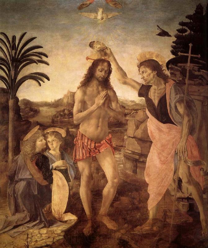 Andrea del Verrocchio Christ-s baptism Norge oil painting art